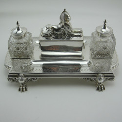 Good Quality Victorian Walker & Hall Silver Plated Large Desk Inkstand
