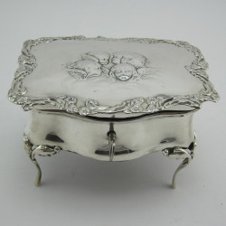 Decorative Reynolds Style William Comyns Silver Dressing Table Jewellery or Trinket Box