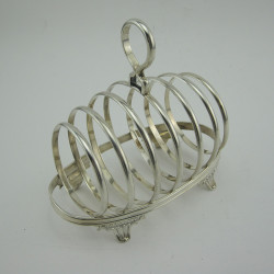 Late Victorian Silver Barrel Shaped Toast Rack (1893)