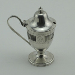 Elegant Urn Shape Nathan & Hayes Edwardian Silver Mustard Pot (1907)