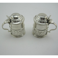 Pair of Handsome Edwardian Silver Mustard Pots (1907)
