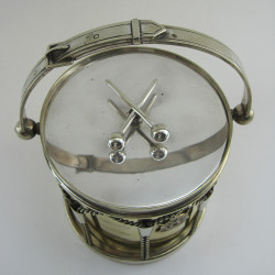 Decorative Silver Plated and Gilt Military Drum Style Barrel