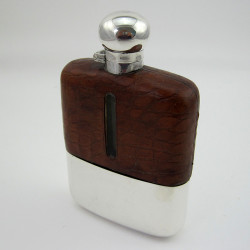 Sterling Silver and Crocodile Leather Hip Flask (1937)
