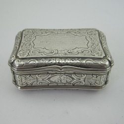 Victorian 7 Troy Ounce Sterling Silver Table Snuff Box (1857)