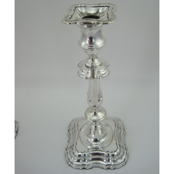 Pair of Georgian Style Sterling Silver Candle Sticks