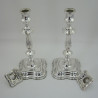 Pair of Georgian Style Sterling Silver Candle Sticks