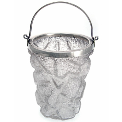 Decorative Silver Plate and Ice Cube Shaped Glass Ice Pail