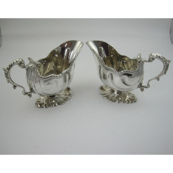 Pair Late Victorian Georgian Style Sterling Silver Sauce Boats (1896)