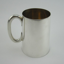 Half Pint Victorian Silver Mug with Tapering Cylindrical Plain Body
