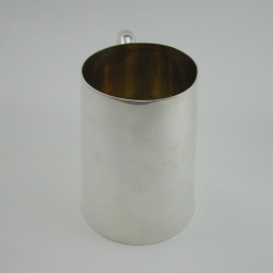 Half Pint Victorian Silver Mug with Tapering Cylindrical Plain Body