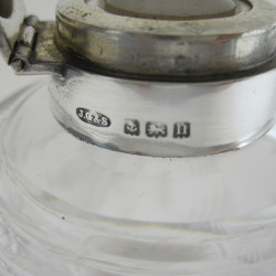 Cut Glass and Silver Topped Perfume Bottle with Original Stopper