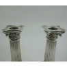 Pair of Late Victorian Corinthian Column Silver Candlesticks