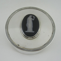 Good Quality Chester Silver Circular Box with Wedgwood Plaque