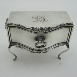 Small Silver Edwardian Jewellery Box In the Form of a Dressing Table