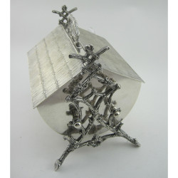 Unusual Victorian Silver Plated Biscuit Box with Thatched Roof Effect