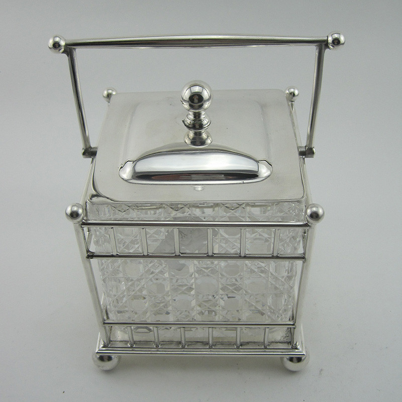 Stylish Victorian Atkin Brothers Biscuit Box with Pull Off Lid (c.1890)