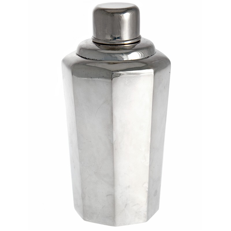 1930's Eight Sided Plain Silver Cocktail Shaker