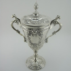 Impressive Large Victorian Silver Plated Lidded Trophy Cup (c.1890)