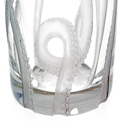 Silver Plate and Engraved Glass Octoptus Tenticle Cocktail Shaker