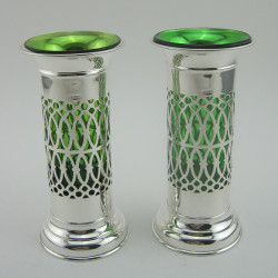 Pair of Unusual Edwardian Silver Plated Vases (c.1920)