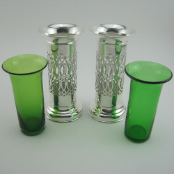 Pair of Unusual Edwardian Silver Plated Vases