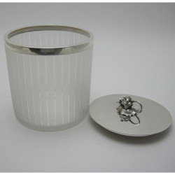 Stylish Frosted Glass and Silver Plated Biscuit Barrel