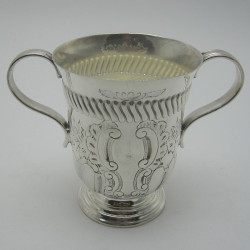 Charming Silver Plated Queen Ann Style Porringer with Two Scroll Handles (c.1890)
