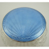 Silver and Sky Blue Guilloche Enamel Dressing Table Jar