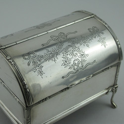 Unusual Design Edwardian Rectangular Silver Jewellery Box