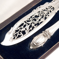 Boxed Pair of Victorian Silver Fish Servers