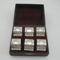 Unusual Boxed Late Victorian Silver Plated Napkin Rings (c.1895)