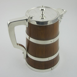Large Late Victorian Oak & Silver Plated Water or Beer Jug (c.1895)