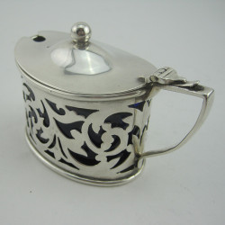 Late Victorian Oval Sterling Silver Mustard Pot