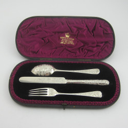 Beautiful Sterling Silver Victorian Boxed Christening Set (1899)