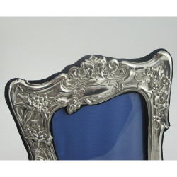 Large Decorative Art Nouveau Style Sterling Silver Edwardian Photo Frame