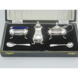 Charming Vintage Sterling Silver Three Piece Condiment Set