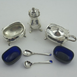 Charming Vintage Sterling Silver Three Piece Condiment Set