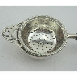 Sterling Silver Tea Strainer with Cylindrical Plain Bowl