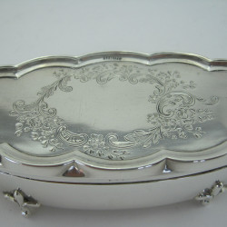 Antique Sterling Silver Oval Jewellery Box