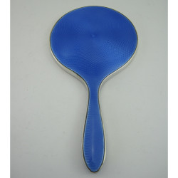 Blue Guilloche Enamel and Sterling Silver Hand Mirror (1938)