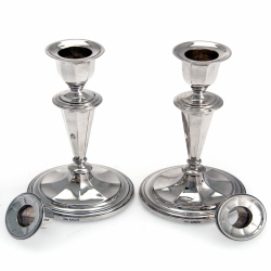 Pair of Elegant Silver Candle Sticks with Detachable Sconces