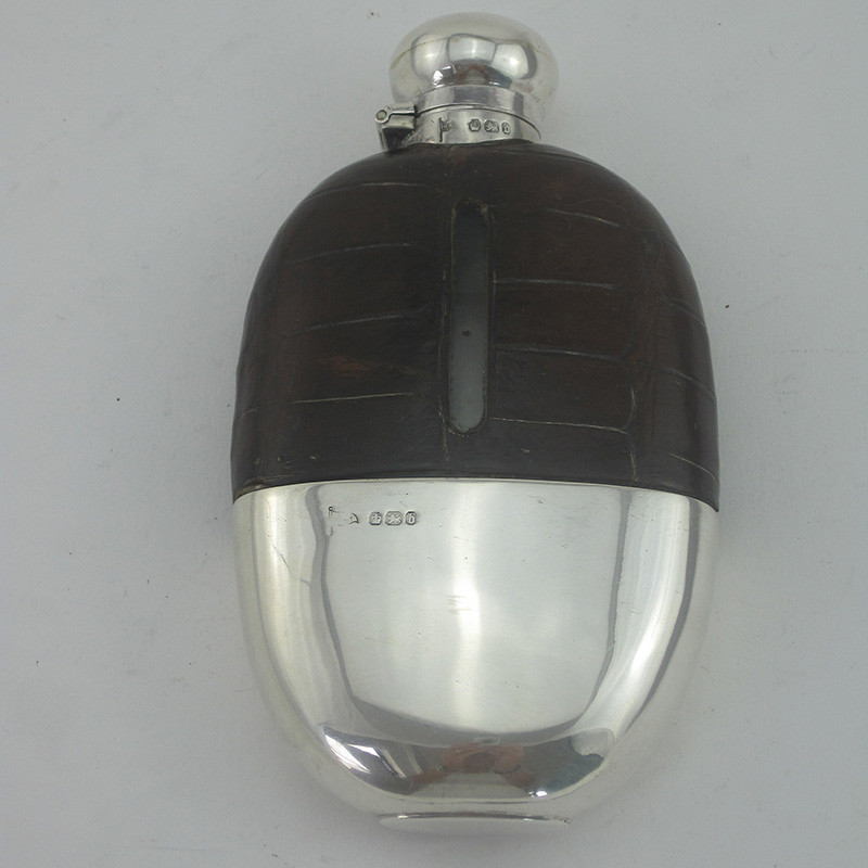 Victorian Sterling Silver Hip Flask in an Oval Form (1894/1896)