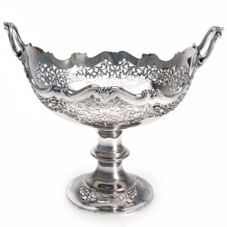 Attractive Oval Pierced Silver Pedestal Bowl