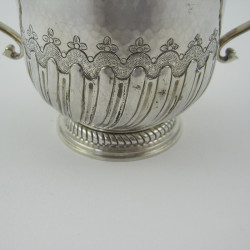 George III Style Lidded Sterling Silver Porringer