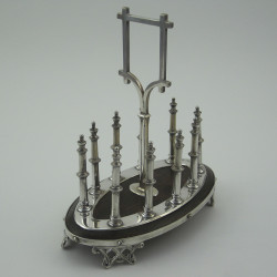 Unusual Gothic Style Victorian Oak and Silver Plated Toast Rack (c.1890)