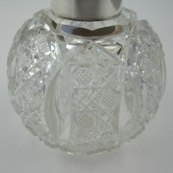 Decorative Pair of Cut Glass and Silver Topped Perfume Bottles