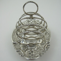 Pretty Victorian Silver Toast Rack with Four Rope Twist Divisions