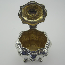 Decorative Victorian Sterling Silver Bombe Shaped Tea Caddy