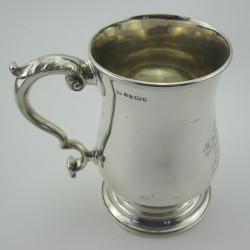 Quality Victorian Sterling Silver Baluster Form Pint Mug (1872)