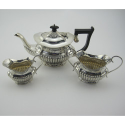 Late Victorian Sterling Silver Bachelor Three Piece Tea Set (1900)